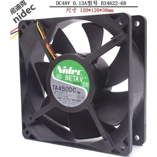 Nidec TA450DC B34622-68 Server Cooling Fan DC 48V 0.13A 120x120x38mm 3-wire