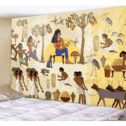 Yellow Ancient Egypt Tapestry Wall Hanging Old Culture Printed Hippie Egyptian Tapestries Wall Cloth Home Decor Vintage Tapestry
