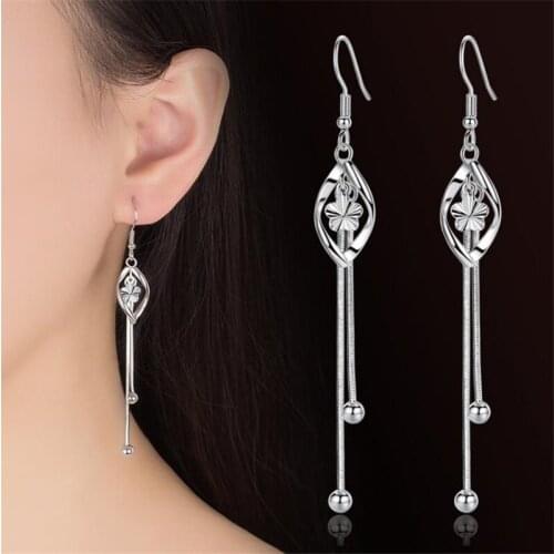 KOFSAC New Fashion Long Tassel Crystal Earrings Jewelry For Women Party Popular 925 Sterling Silver Earring Accessories