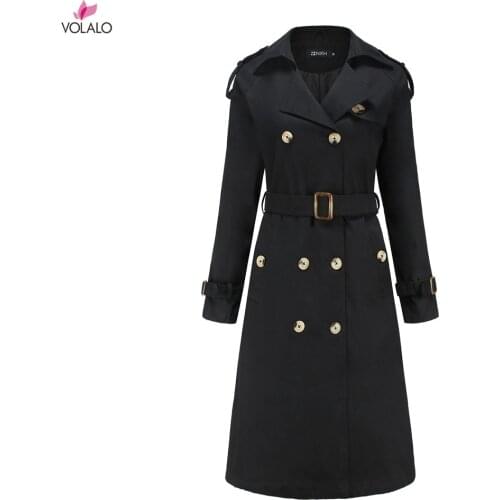 Womens Double Breasted Pea Coat Winter Mid-Long Trench Coat with Belt