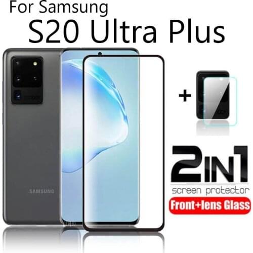 2 IN 1 Full Curved Protective Tempered Glass for Samsung Galaxy S20 Ultra Plus S20Ultra S 20 + Screen Protector Camera Lens Film
