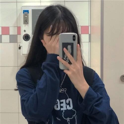 2020 Popular Women Ins Tide Spring And Autumn Thin Korean Loose Retro Female Student Harajuku Casual Tops