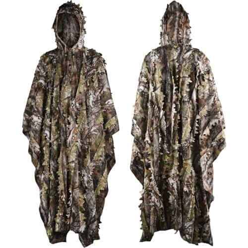 3D Maple Leaf Hunting Bionic Camouflage Poncho Ghillie Suit Sniper Birdwatch Clothing Camo Cape Cloak