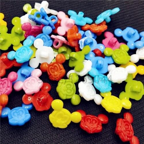 50pcs Mix Colors Plastic Cartoon Mickey Head Buttons Clothing Accessories Sewing Supplies,20*17mm