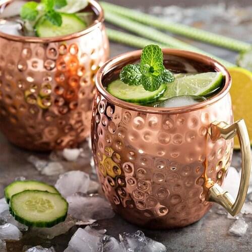 550ml 4 Pcs 18 Ounces Hammered Copper Plated Moscow Mule Mug Beer Cup Coffee Cup Mug Copper Plated canecas mugs travel mug