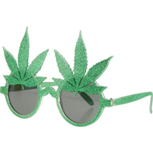Kids Adults Novelty Glitter Green Leaf Sunglasses Glasses Party Accessories
