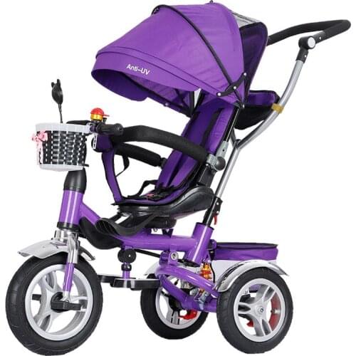 Childrens Tricycle Bicycle Kids Wheelchair Reversible Baby Pram Trike Portable Tricycle for Boys and Girls Three Wheel Stroller