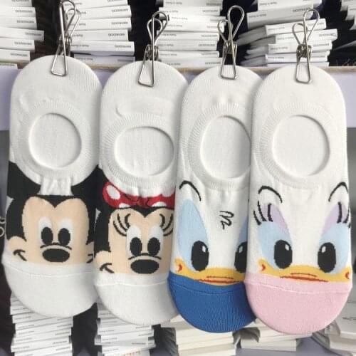 Disney Lady Donald Duck Boat Socks Mickey Mouse Cartoon Cotton Socks Cute Animal Fashion Socks
