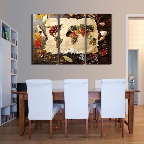 Home Decor Living Room 3 Pieces Leaf Spoon Painting Modular Canvas World Of Spices Pictures Wall Art HD Printed Poster Unframed