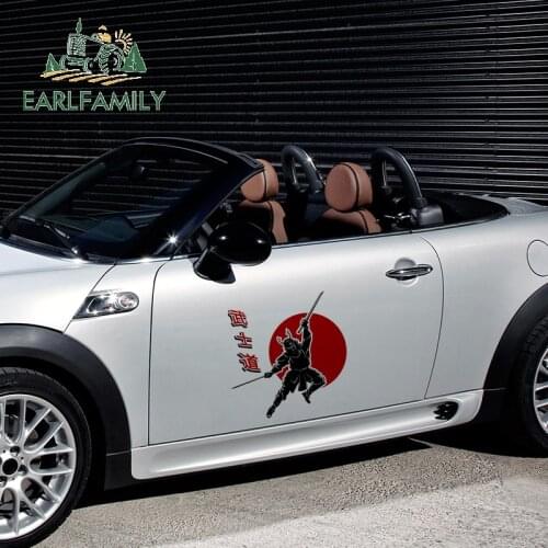 EARLFAMILY 43cm x 41.8cm for Cool Samurai Pattern Auto Car Stickers and Decals Waterproof Decals Vinyl Car Assessoires