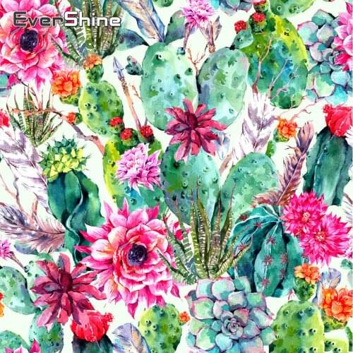 EverShine 5D Diamond Painting Flowers Cross Stitch Diamond Embroidery Succulents Picture Rhinestones Hobby Gift Wall Decoration