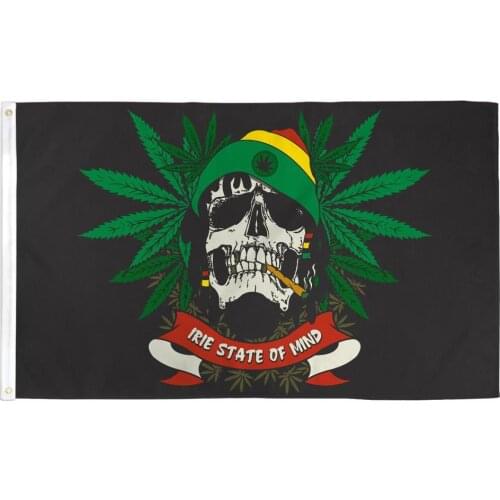 Xiangying 90x150cm irie State of Mind Weed Rasta Skull Flag