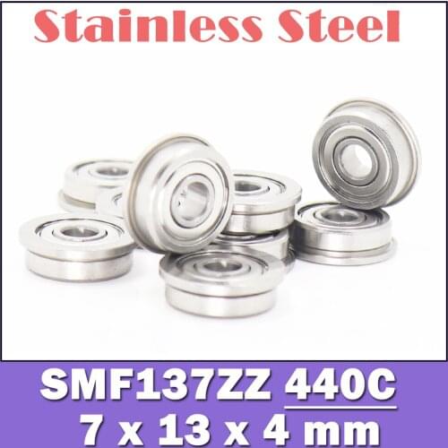 SMF137ZZ Flange Bearing 7x13x4 mm 10PCS Double Shielded Stainless Steel Flanged SMF137 Z ZZ Ball Bearings SMF137Z MF137 Z ZZ