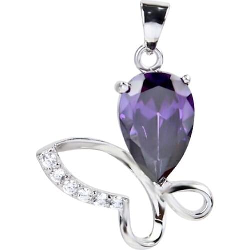 GND0182 New 925 Sterling Silver Lovely Sweet Beauty Crystal Butterfly Romantic Necklaces Pendants , Jewelry Gift For Women