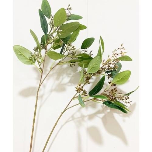 Artificial eucalyptus leaves tree branch with fruit for garden wedding decoration faux fake foliage christmas decor