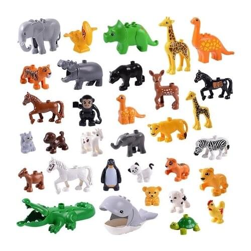 Animal Model Series Building Blocks Original Big Large Particles Bricks Accessory Toys Deer Panda Elephant Penguin Giraffe Tiger