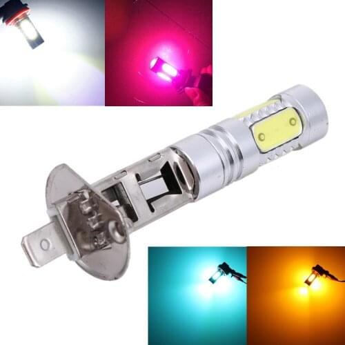 Red 12V H1 7.5W SMD LED 5 COB Lens Rear Fog Headlamp Light Lamp for Car Bulb White Amber Ice Blue