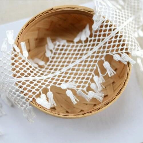1 Meter Width 8.7cm Lace Fringe Fabric Bilateral Tassel Lace Trimming For Dress Clothes Sewing Accessories DIY Lace Trim Ribbon