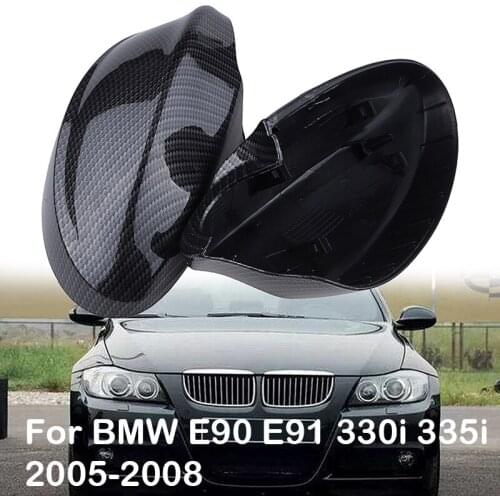 Wing Side Mirror Cover Rearview Mirror Cap Fit For BMW E90 E91 2005-2008,E81 E82 ,Car Accessories, Carbon Fiber Pattern,Black