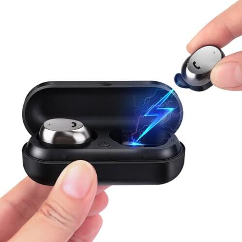 Mini TWS Bluetooth Earphones True Wireless Stereo Earbud Metal Bluetooth Headset for Phone with Microphone Earphones Charge Case