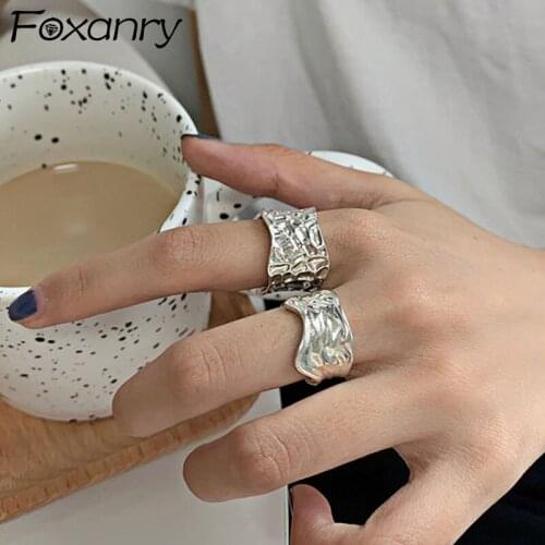 Evimi Minimalist 925 Sterling Silver Finger Rings Irregular Pattern Fine Jewelry Creative Vintage Party Accessories Gifts