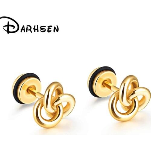 FATE LOVE Unisex Women men Stud Earrings boy/girl Fashion Jewelry Elegant Black gold color 316L Stainless Steel GE338