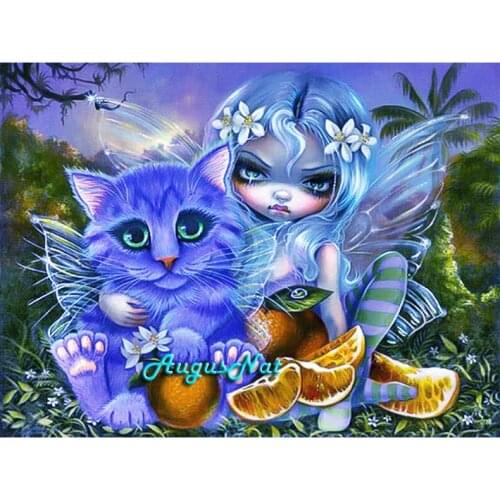 Cartoon diamond painting full square cat wall art decor kids girl crystal rhinestone painting diy diamond dotz kits mosaic craft