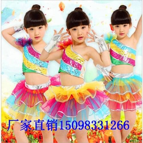 New Children Colorful Skirt Dance Costumes Female Jazz dance ballet Stage Performance Clothing girls Stage dress high quality