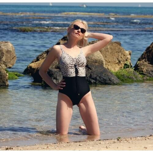 2022 Summer New Arrival Sexy One Piece Swimwear Plus Size S-XXL Leopard Vintage Swimsuit Bathing Suit Women Beachwear