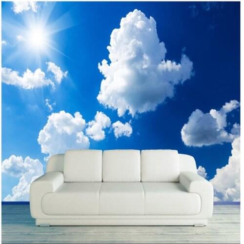 Beibehang Custom Wallpapers Home Decor Background White Cloud Sunny Resort Restaurant Living Room Ceiling Fresco Panel