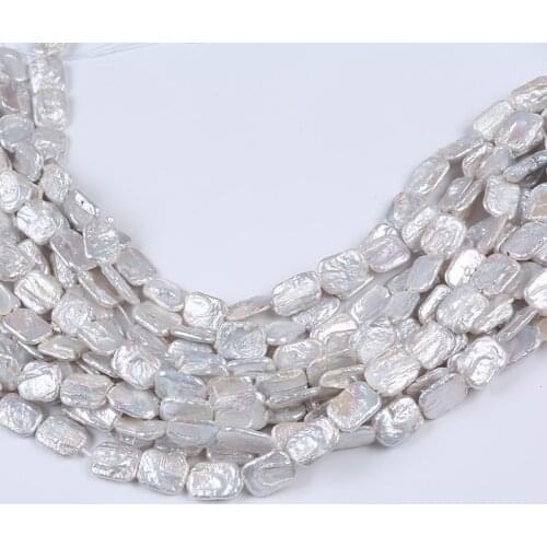 Irregular Natural Freshwater Pearl Near Rectangle Metal Color Bead Strand For DIY Jewelry