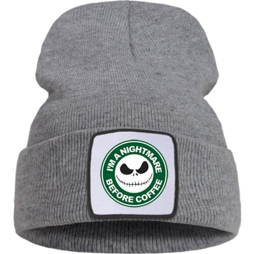Autumn Ski Warm Comfort Cap Jack I'm A Nightmare Before Coffee Knitted Hats Thick Casual Brimless Hat Breathable Beanie Caps