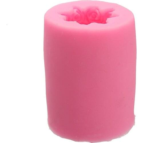 Durable Valentine Wedding 3D Rose Cylinder Silicone Candle Mold Cake Craft Mould For Handicraft Decoration