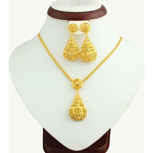 Gold color Earring/Pendant/Necklace Jewelry Design Fashion Women Jewelry Set The New Ethiopia Spike Jewelry Set