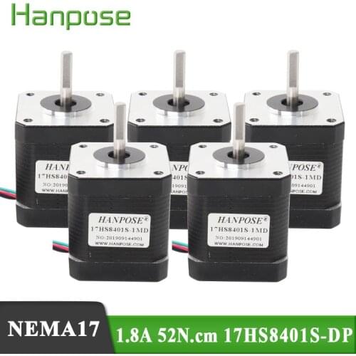 5pcs Nema17 Stepper Motor 48mm 52N.cm 4-lead Nema17 12v Step Motor 1.8A 17HS8401S-DP for DIY 3D Printer CNC Robot