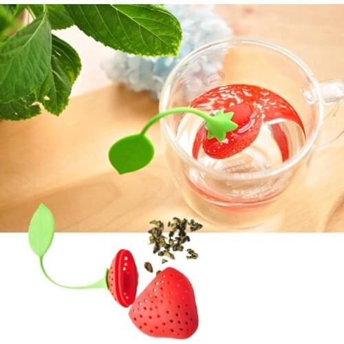 Cute Tea Infuser Food Grade Silicone Colorful Strawberry Reusable Tea Strainers Filters Diffusers Set for Loose leaf Tea Fennel