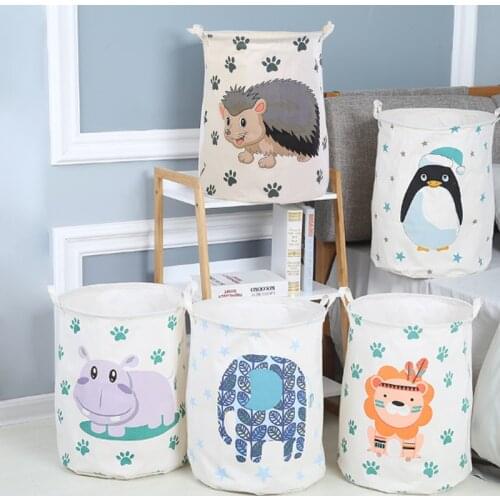 1pc Fabric Folding Cartoon Dirty Clothes Toy Storage Bucket Household Storage Basket Dirty Clothes Waterproof Laundry Basket
