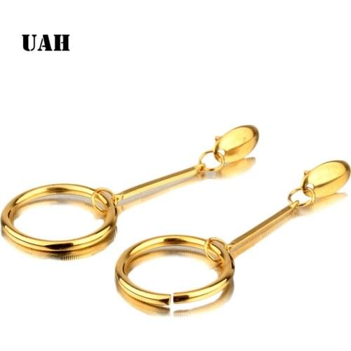 UAH Unique Stud Earrings Trendy Gold Color Round Metal Statement Earrings for Women New Arrival wing Stainless steel Jewelry
