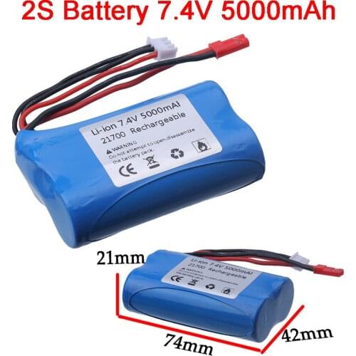 In stock (JST Plug) 7.4V 5000mAh Li-ion Batery For remote control RC Helicopter Car Tank Boat Toys parts 2S 7.4V battery