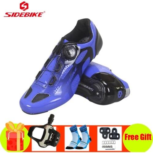 SIDEBIKE cycling shoes road carbon fiber bicycle sneakers add SPD-SL pedals self-locking ultra-light men women racing bike shoes