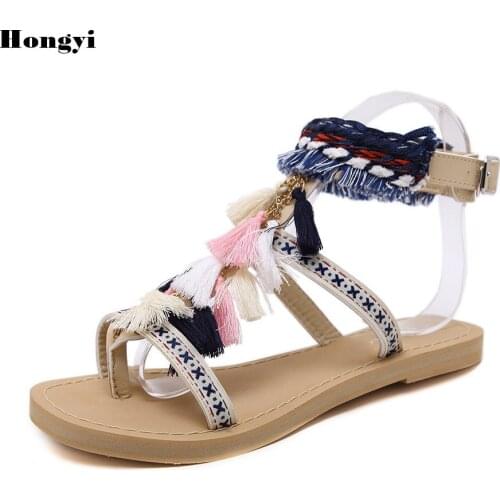 Woman Shoes 2018 Summer Tassel Flock women sandals fringe sandal heels Thick platform sandals sandalias de salto alto