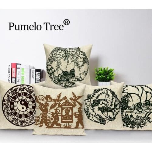 Tiger Cushion Cover Anmial Pillow Case Chinese Style Sofa Pillow Cover Case for Chair Ethnic Gossip Graph Linen Cushions Covers