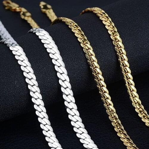 5mm Mens Chains Necklaces Gold Silver Color Cuban Chain Necklace for Men Women Hip Hop Unisex Jewelry