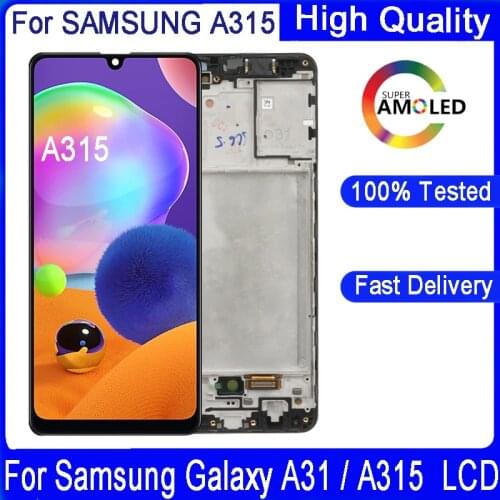 6.4" Original LCD For Samsung A31 2020 A315 A315F LCD Display Touch Screen Digitizer Assembly Replacement With Frame