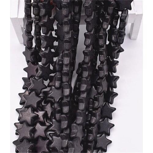 1string 15mm Black Color Star Shaped Stone Beads For Making DIY Necklace Bracelet Personality Jewelry