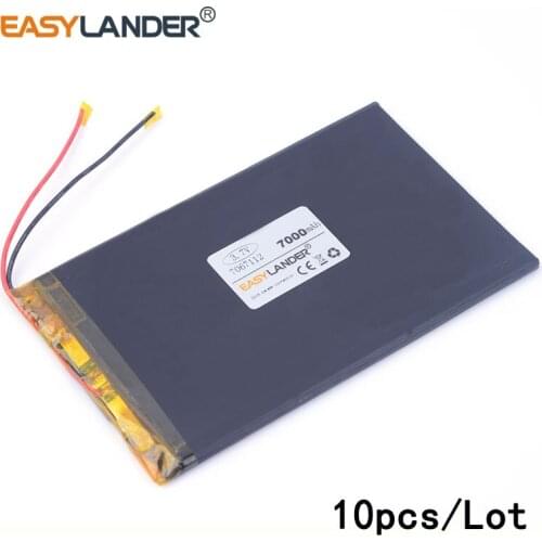 10pcs/Lot 3.7V 7000mAH 7067112 lithium Li ion polymer rechargeable battery for POWER BANK;tablet pc,,,ainol,ampe