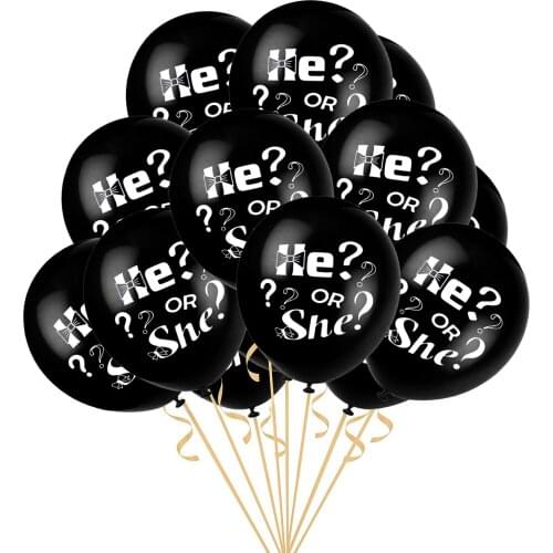 20pcs 12 Inch Black He or She Round Latex Balloon DIY Boy or Girl Baby Shower Gender Reveal Birthday Party Decor Ballon