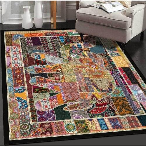 200*300cm Indian Bohemian Imitation Embroidery Stitching Elephant Ethnic Style Living Room Bedroom Bedside Mat Customization