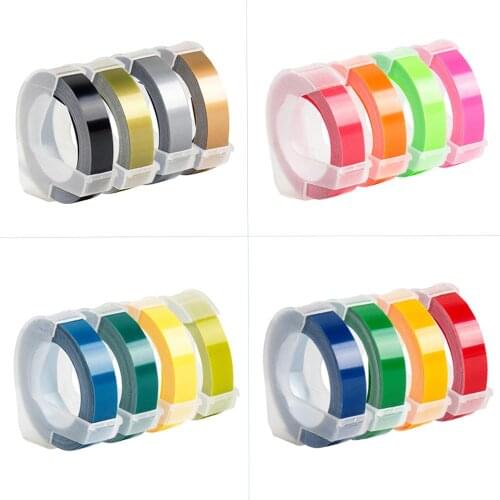 4 Rolls for Dymo 3D 9mm*3m PVC Embossing Label Compatible Dymo 1610 12965 1880 1540 Manual printer for Motex E101 E202 E303