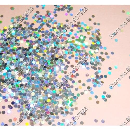 50g 1MM Laser Holographic SilverRound dot nail glitter Solvent Resistant Shape for Nail Art Decorations&Nail Polish